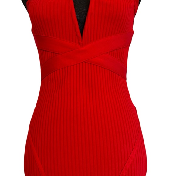 Fashion Nova Red Ribbed Bodycon Midi Dress - Picture 5 of 16